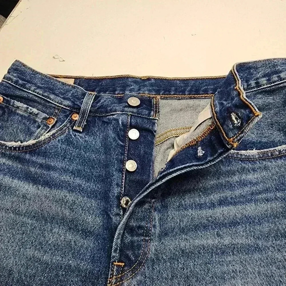 Levis Premium Women Distressed Jeans 30 L26 Blue Denim Bleached - Picture 3 of 10